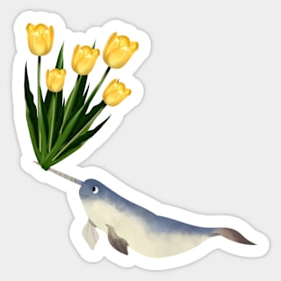 Narwhal Buttercup Lemon Tulips Sticker